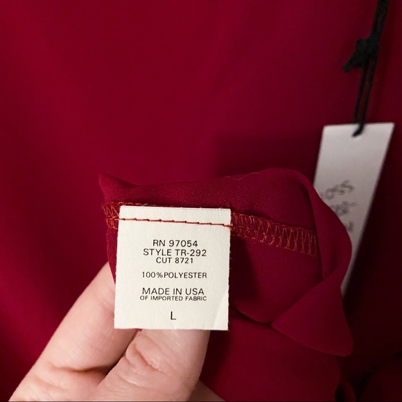 Three Eighty Two Ruby Red Blouse Size Large - Picture 7 of 8